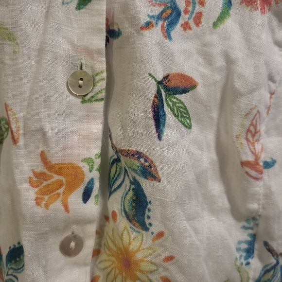 J. Jill Love Linen Tunic Top XS Petite 100% Linen Feminine Floral Whimsical - Picture 3 of 6